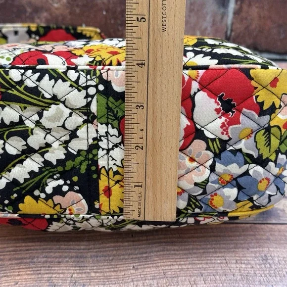 Vera Bradley Black Floral Quilted Shoulder Bag with Red, Yellow & Green Accents - Picture 6 of 8